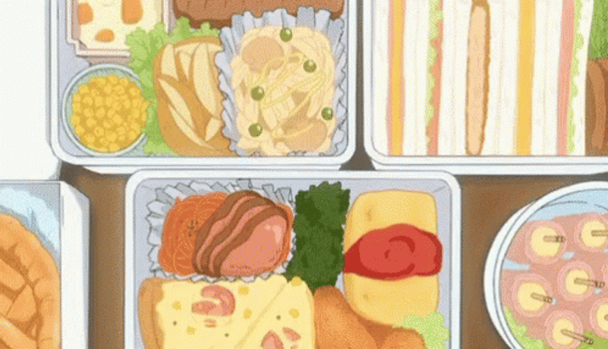 Anime Food Trays Flashing GIF