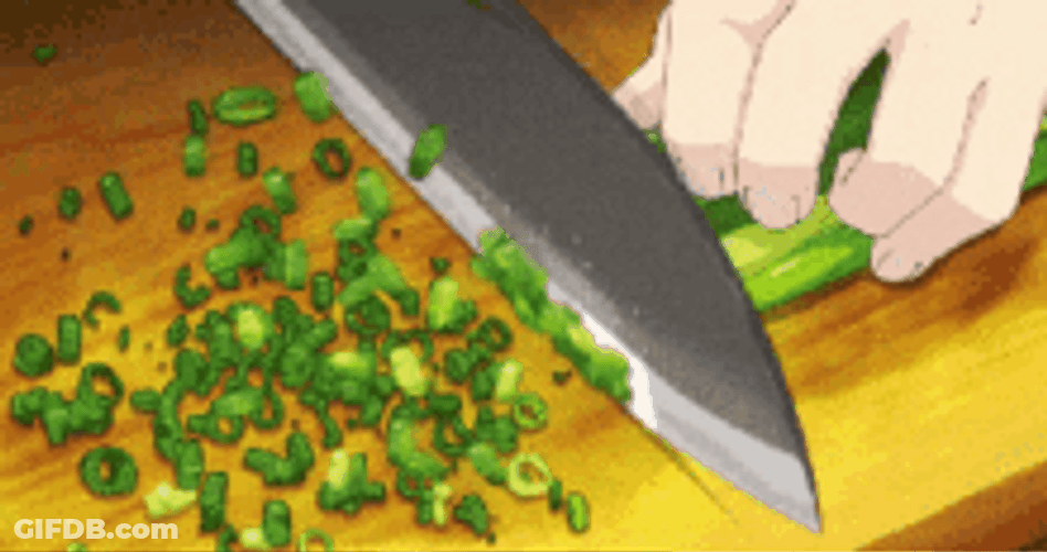Anime Food Wars Cooking Chopping Spring Onions GIF