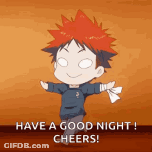 Anime Food Wars Sōma Yukihira Good Night Cheers GIF