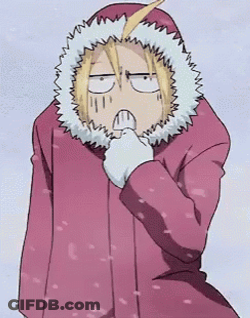 Anime Fullmetal Alchemist Edward Elric Freezing In Snow GIF