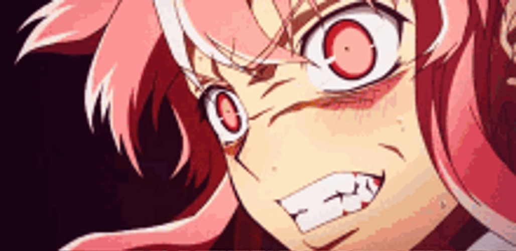 Anime Future Diary Yuno Gasai Angry Attack GIF