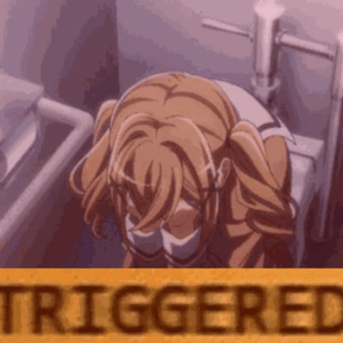Anime Girl Bathroom Crying Triggered Meme GIF