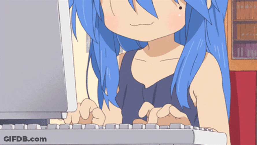 Anime Girl Doing Fast Typing GIF
