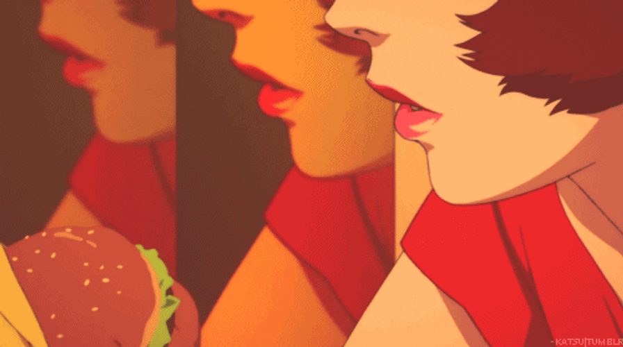 Anime Girl Eating Burger GIF