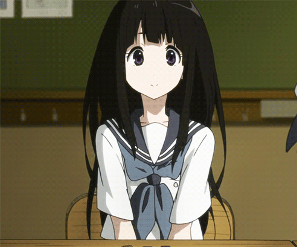 Anime Girl Eru Chitanda Gasping With Excitement GIF
