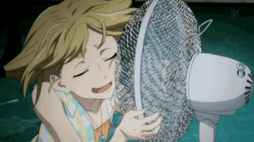 Anime Girl Feeling Like I'm Melting In Heat GIF