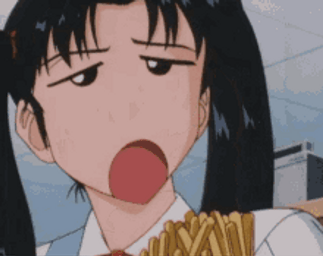 Anime Girl French Fries Chomp GIF
