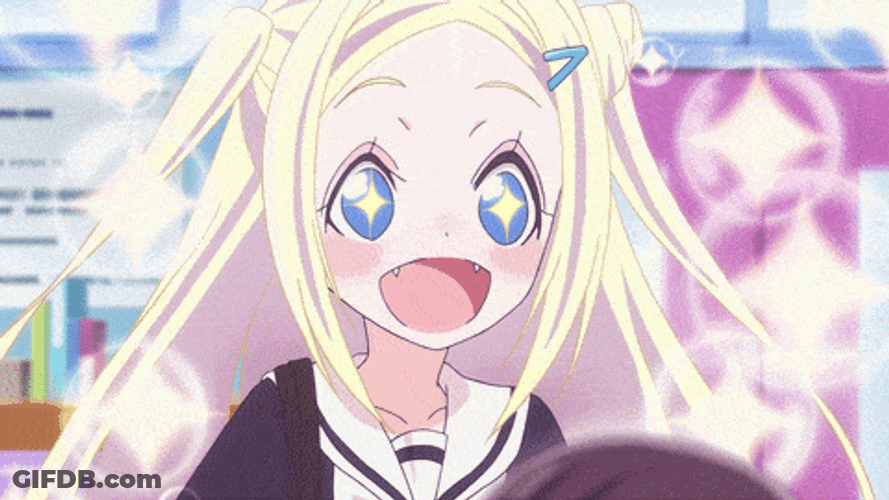 Anime Girl Glittering With Excitement GIF