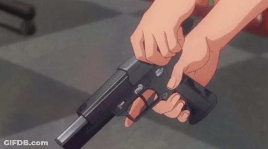 Anime Girl Gun Reloading Threat GIF