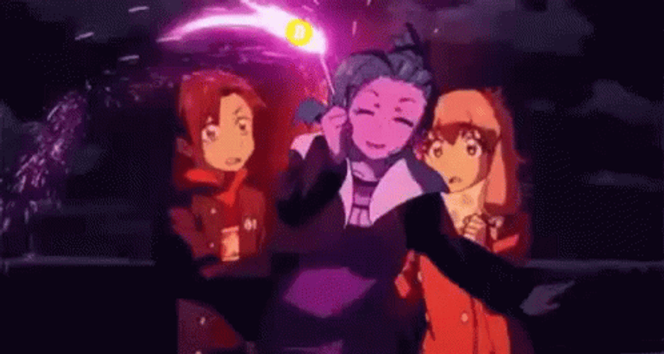 Anime Girl Making Laser Neon Heart Sign GIF