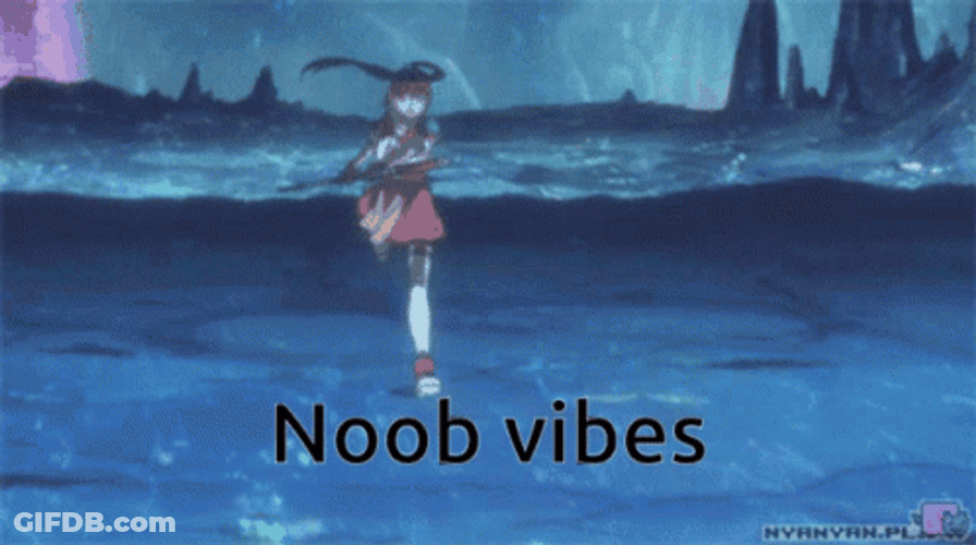 Anime Girl Noob Vibes Fights Enemy GIF