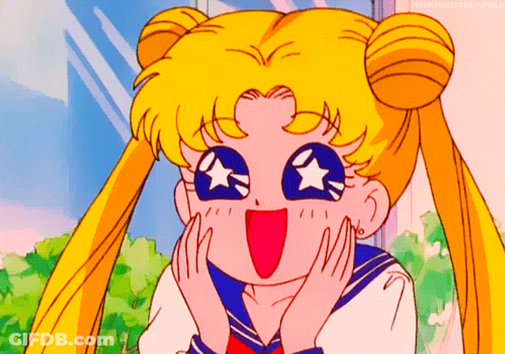 Anime Girl Sailor Moon Excited With Glittering Eyes GIF