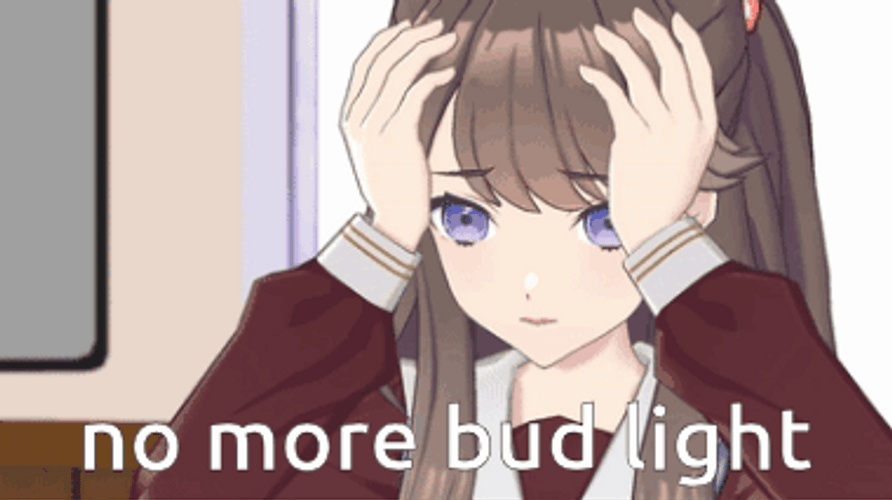 Anime Girl Shaking Head No More Bud Light GIF