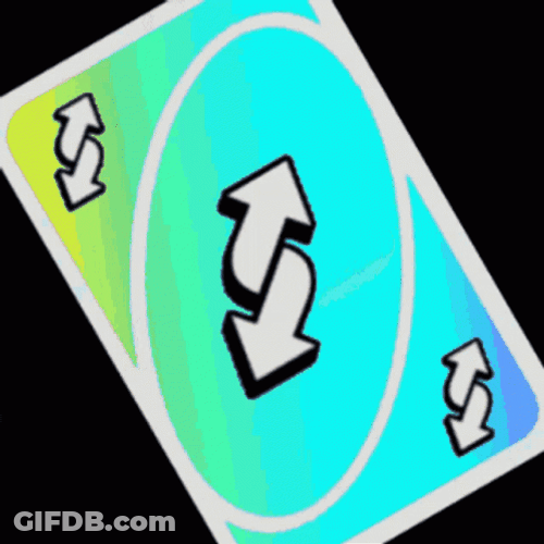 Anime Girl Slicing Uno Reverse Card GIF