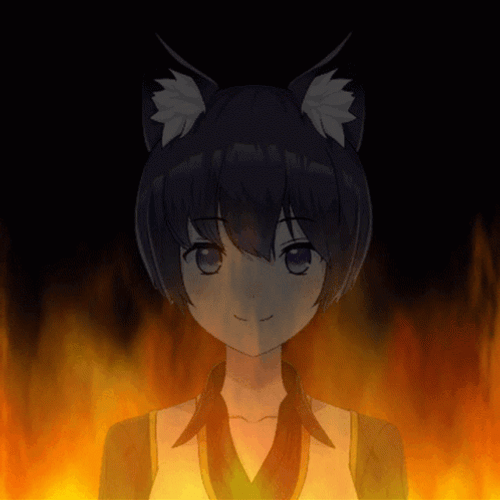 Anime Girl Smiling Burn It GIF