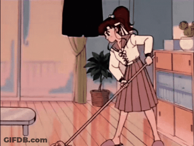 Anime Girl Sweeping GIF