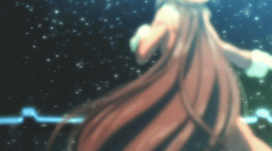 Anime Girl Turning Around Enjoying Snow GIF