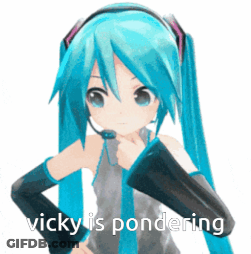 Anime Girl Vicky Is Pondering GIF