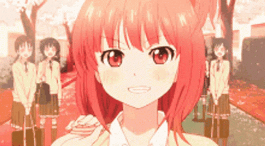 Anime Girl Winking Hey GIF