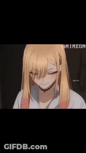 Anime Girl With Long Blonde Hair And Choker GIF
