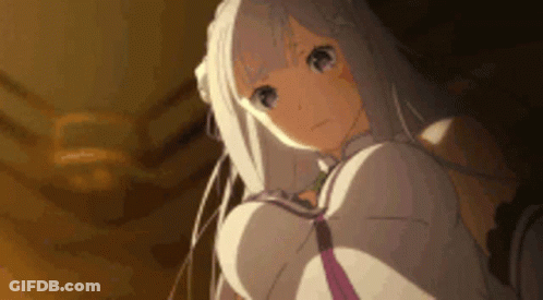 Anime Girl With Long White Hair And Purple Tie GIF