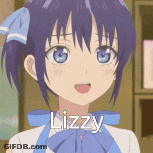 Anime Girl With Name Lizzy On Face GIF