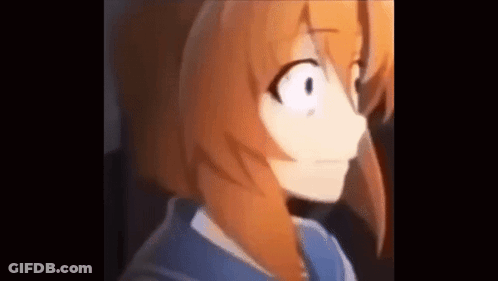 Anime Girl With Orange Hair And Blue Eyes Close Up GIF