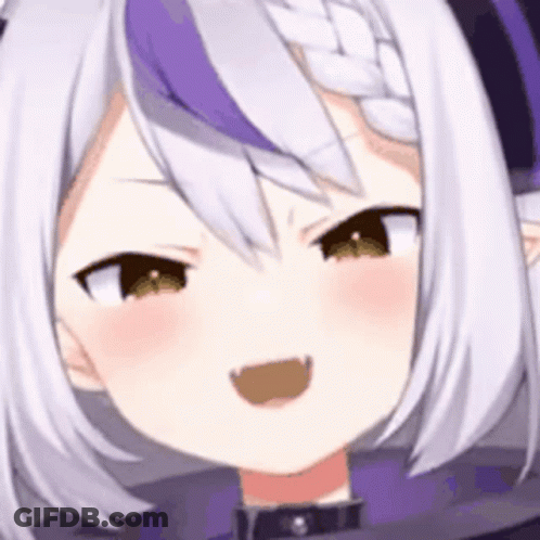 Anime Girl With Purple Hair And Purple Hat Close Up GIF