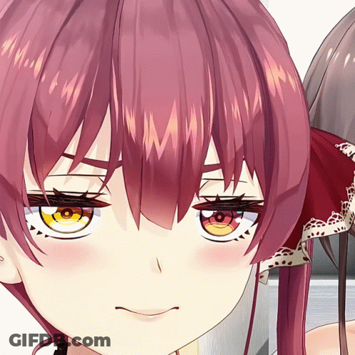 Anime Girl With Red Hair Close Up GIF
