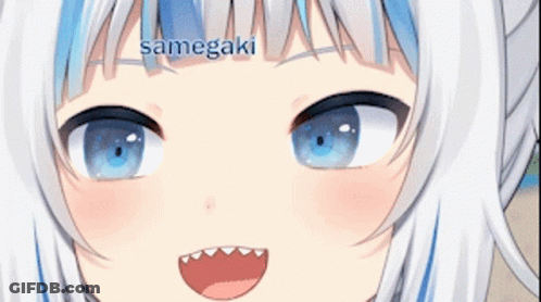Anime Girl With Samegaki Written On Forehead GIF