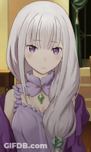 Anime Girl With White Hair And Purple Eyes GIF