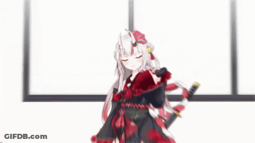 Anime Girl With White Hair And Red Eyes Holding Sword GIF