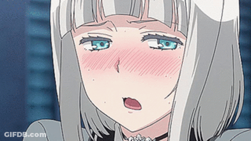 Anime Girl With White Hair Making Funny Face GIF
