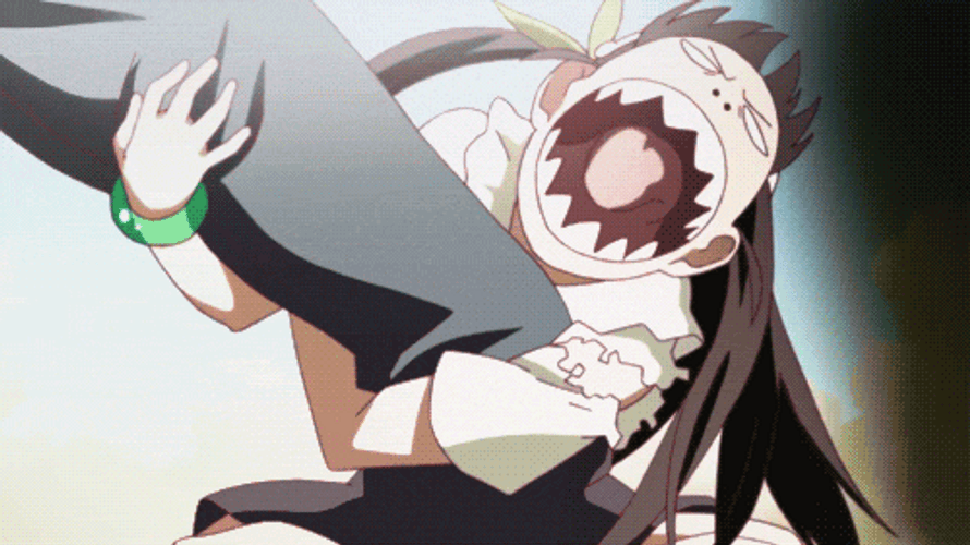 Anime Girls Bite Legs GIF
