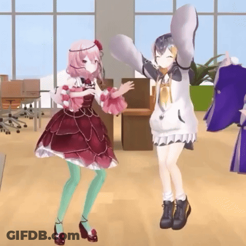 Anime Girls Dancing In Room GIF
