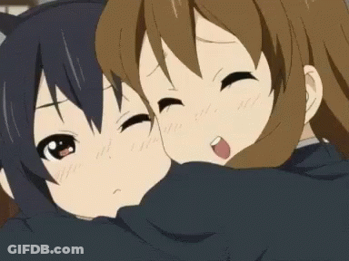 Anime Girls Hugging Eyes Closed GIF