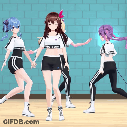 Anime Girls In White Shirt Saying Ino Sora GIF