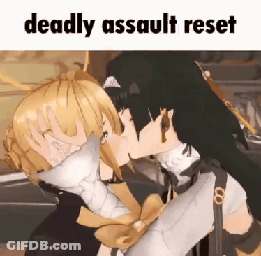 Anime Girls Kissing Deadly Assault Reset GIF