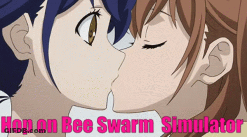Anime Girls Kissing Hop On Bee Swarm Simulator GIF