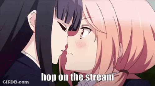 Anime Girls Kissing Hop On The Stream GIF