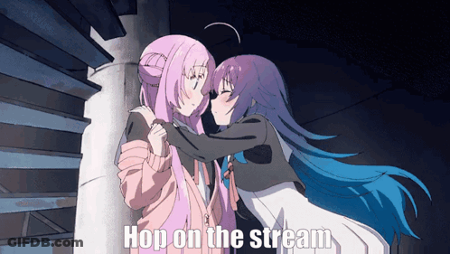 Anime Girls Kissing Hop On The Stream GIF