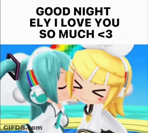 Anime Girls Kissing With Good Night Ely I Love You So Much GIF
