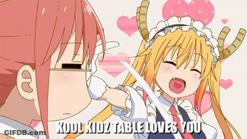 Anime Girls Kool Kidz Table Loves You GIF