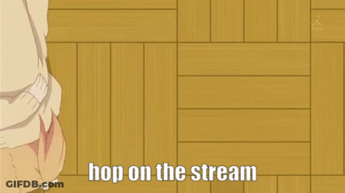Anime Girls Laying On Floor Saying Hop On The Stream GIF