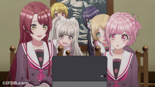 Anime Girls Looking At Screen GIF