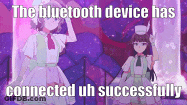 Anime Girls Next To Bluetooth Connected GIF