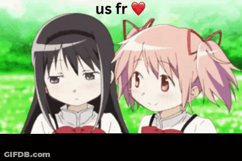 Anime Girls Next To Each Other With Us Fr I Love You GIF