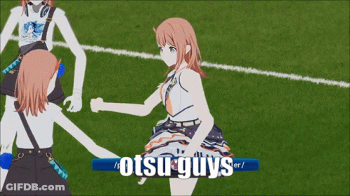 Anime Girls On Field Saying Otsu Guys GIF