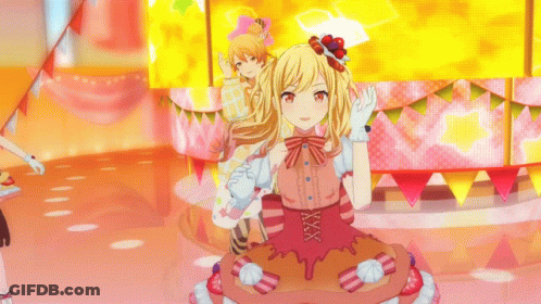 Anime Girls On Stage One In Cake Dress GIF