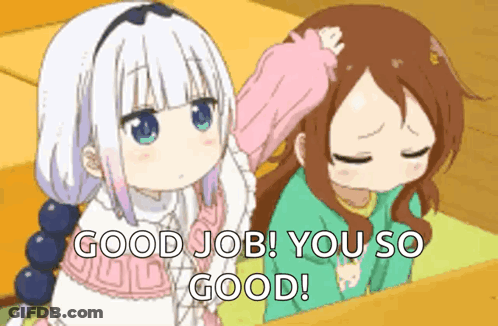 Anime Girls One Petting Other's Head GIF